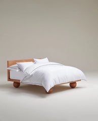 image 2 of 5 showing Rise & Fall's Soft & Smooth duvet set, colour: white with navy piping, fabric: sateen cotton