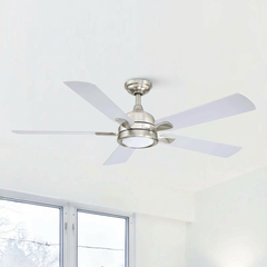 52" Tata Nagar Industrial Brush Nickel Downrod Mount Reversible Ceiling Fan with Lighting and Remote Control
