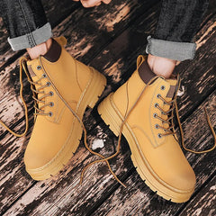 Hohe Herrenstiefel aus Kunstleder mit dicken Sohlen im urbanen Stil - Elias