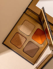 Eyeshadow Quad Palette Wind, Eyeshadow quad, eyeshadow palette, oogschaduw, oogschaduw palette, Inika Organic, Inika, Eyes, Ogen, glitter, natural makeup, natuurlijke make-up, make-up, vegan, vegan beauty, Nourished, Nourished Nederland