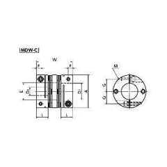 Technical diagram of NBK Japan MDW-25C-6.35-10 6.35mm to 10mm Disk-type Flexible Coupling with dimensions.