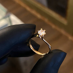 Solitario Union 2.05gr / T5 1/4 Anillo Circon Blanco Oro Amarillo