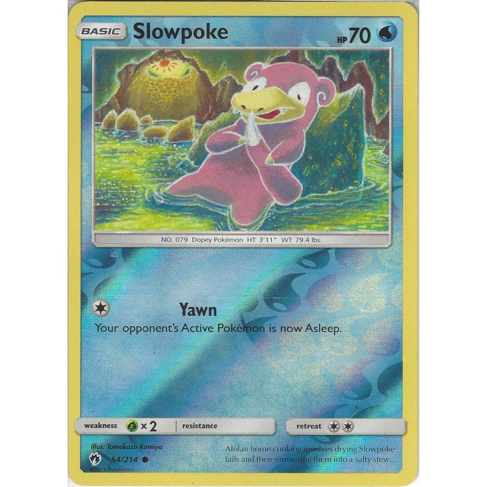 Pokemon Slowpoke - 54/214 - Common Reverse Holo Card - SM8 Lost Thunder