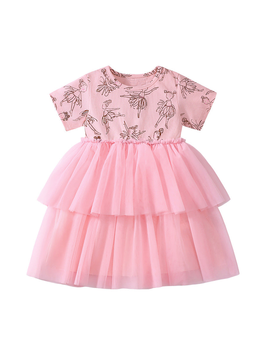 Summer Mesh Princess Dress for Girls, European and American Cute Baby Dress, MyKids-USA®, Baby & Toddler Dresses, MyKids-USA - Size/Age - 90 (12-24M) - Color - Pink - - - TR2412042146-A.