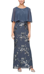 S.L. Fashions Dresses 9296472 - Embellished Scoop Neck Formal Dress Mother of the Bride Dresses 4P / S.L.ate Blue