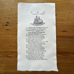 "Tea, Destroyed by Indians" Boston Tea Party Commemorative Poem