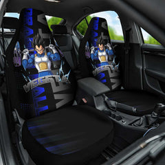 Vegeta Gym Theme Black and Blue Design Car Seat Cover with Powerlifting Pose and Saiyan Armor Style - The Mazicc