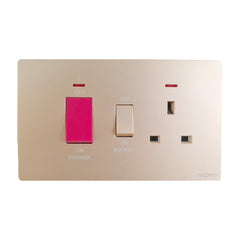 Gold DP 45A Cooker Switch with 13A Switched Socket & Neon