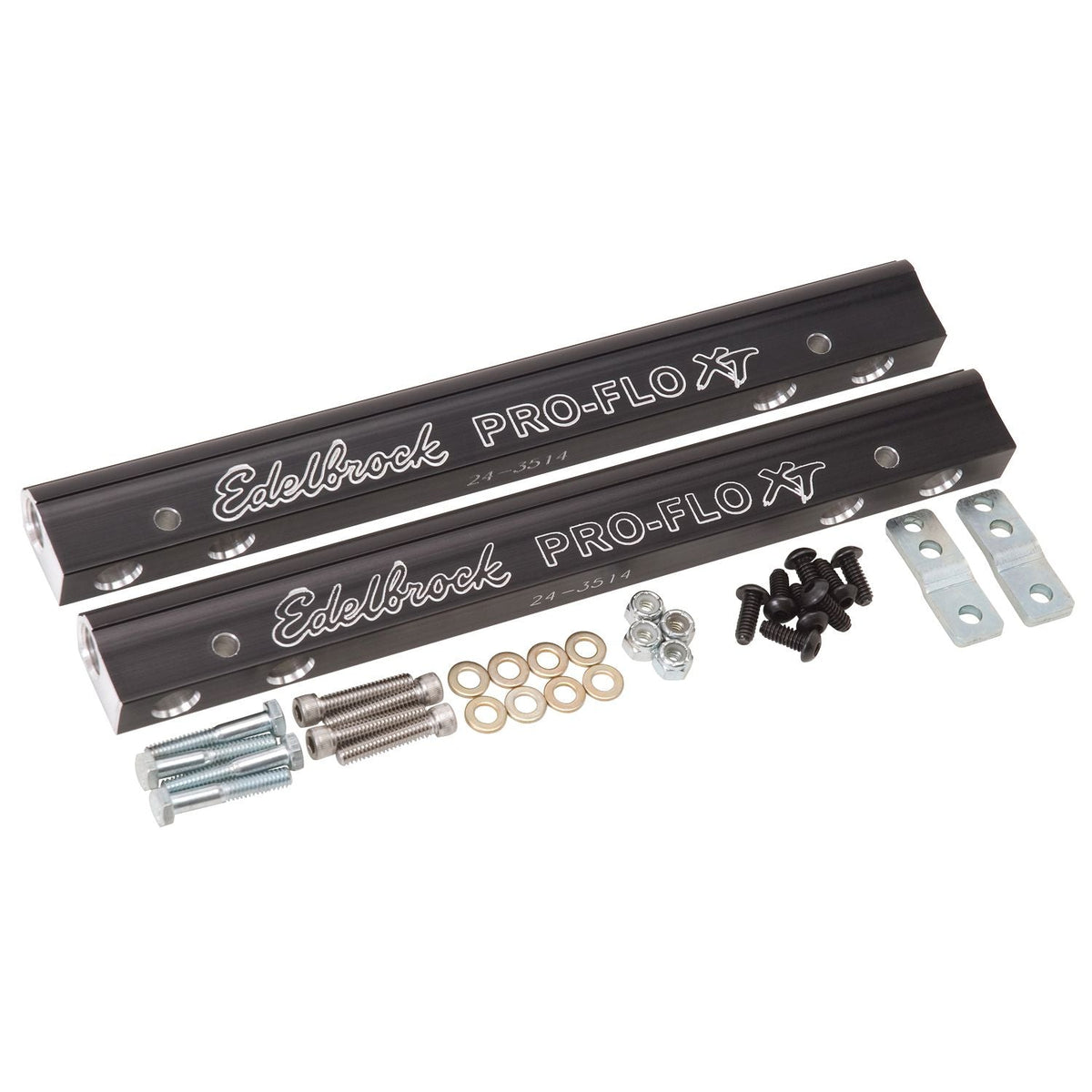 Edelbrock Fuel Injection Fuel Rail #3627, -6 AN Black Anodized For Chevrolet Small-Block