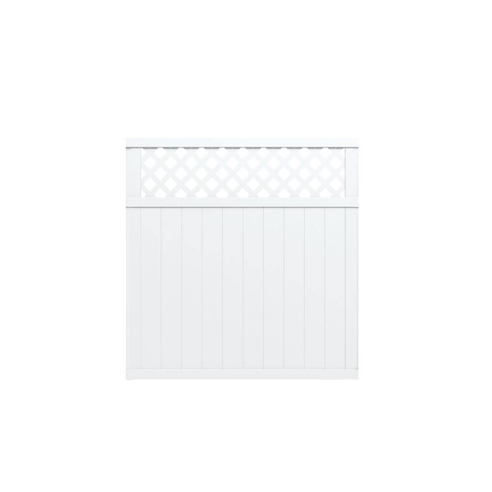 Freedom Wellington 6-ft H x 6-ft W White Vinyl Lattice-top Fence Panel (Assembled)
