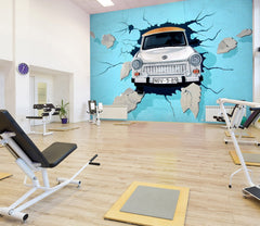 3D car collide into the wall 31 Wall Murals Wallpaper AJ Wallpaper