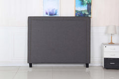 Enzo Multiple Colour Queen Headboard In Fine Linen Fabric Upholstery with Metal Studded Buttons