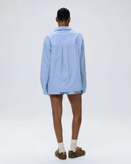 Cotton Stripe Oversized Shirt - Blue/White