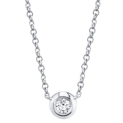 Shy Creation 14K White Gold Diamond Bezel Necklace SC55003228