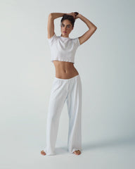 Pointelle Trouser - White