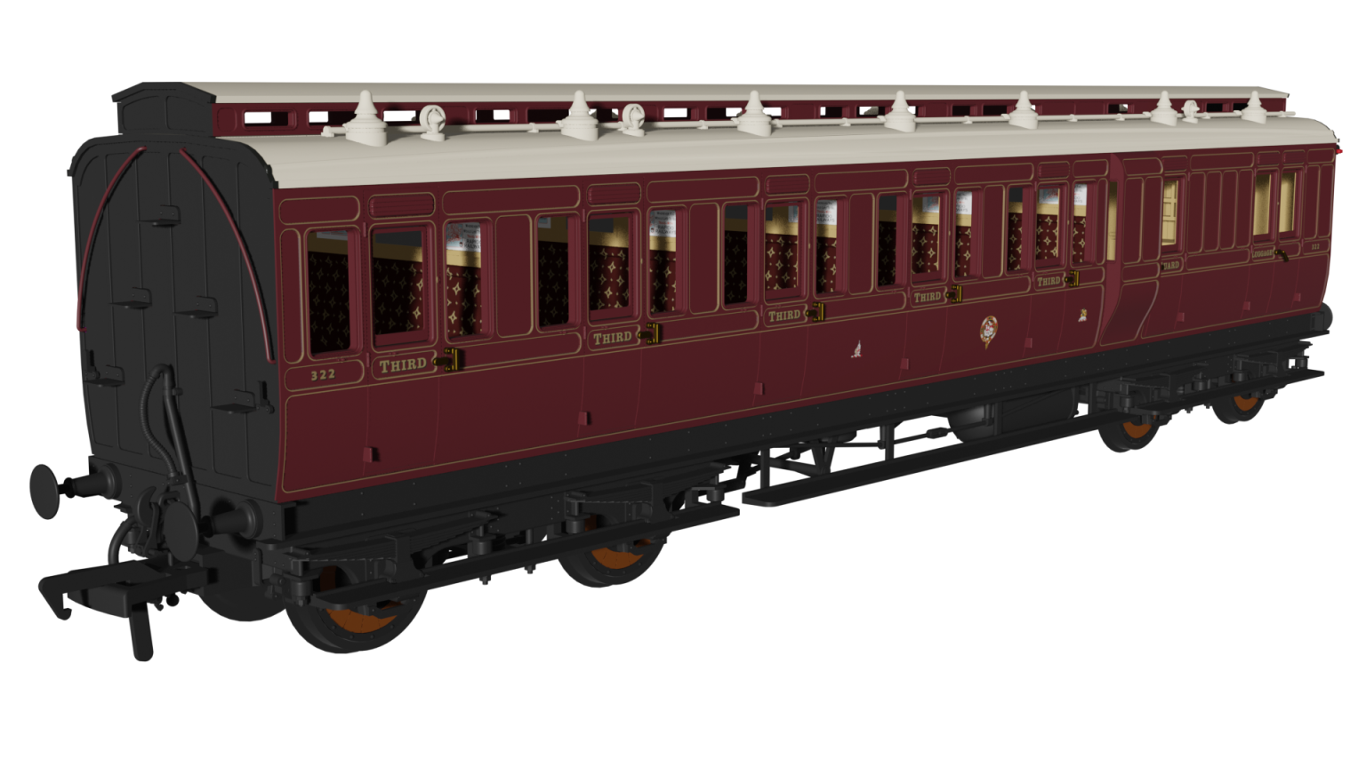 978248 GWR Lined Crimson Lake 'Evolution' Non-Corridor Carriage Brake Third No.322