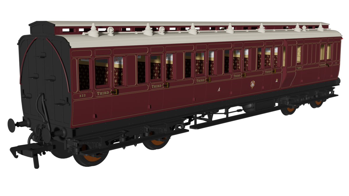 978248 GWR Lined Crimson Lake 'Evolution' Non-Corridor Carriage Brake Third No.322