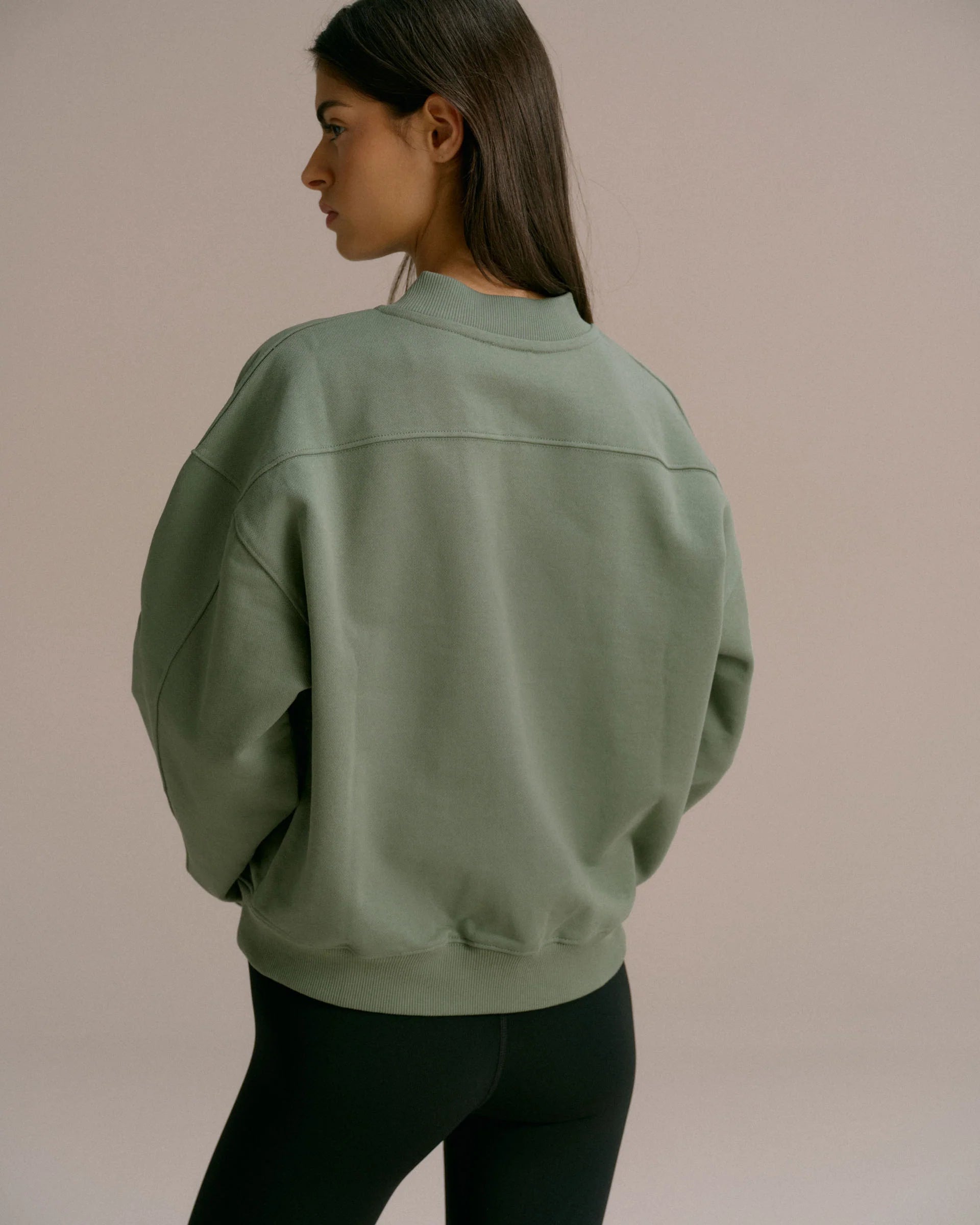 AS Bold Oversized Full Zip Sweatshirt - Eden Green/Marshmallow White