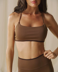 Bonded Skinny Strap Bra - Mocha Brown
