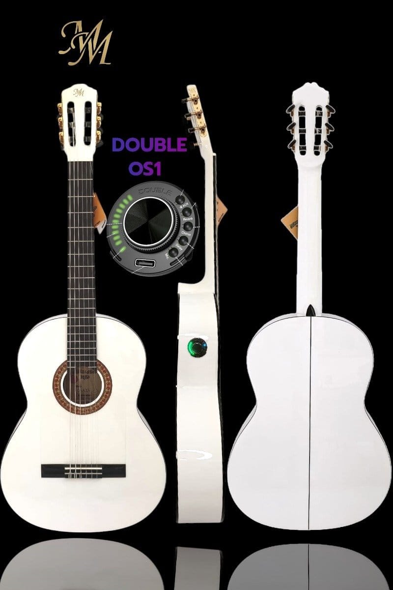 Guitarra Flamenca Blanca Modesto Malla “Chata” con Previo Double OS1 – Sonido Flamenco Profesional a Precio Imbatible