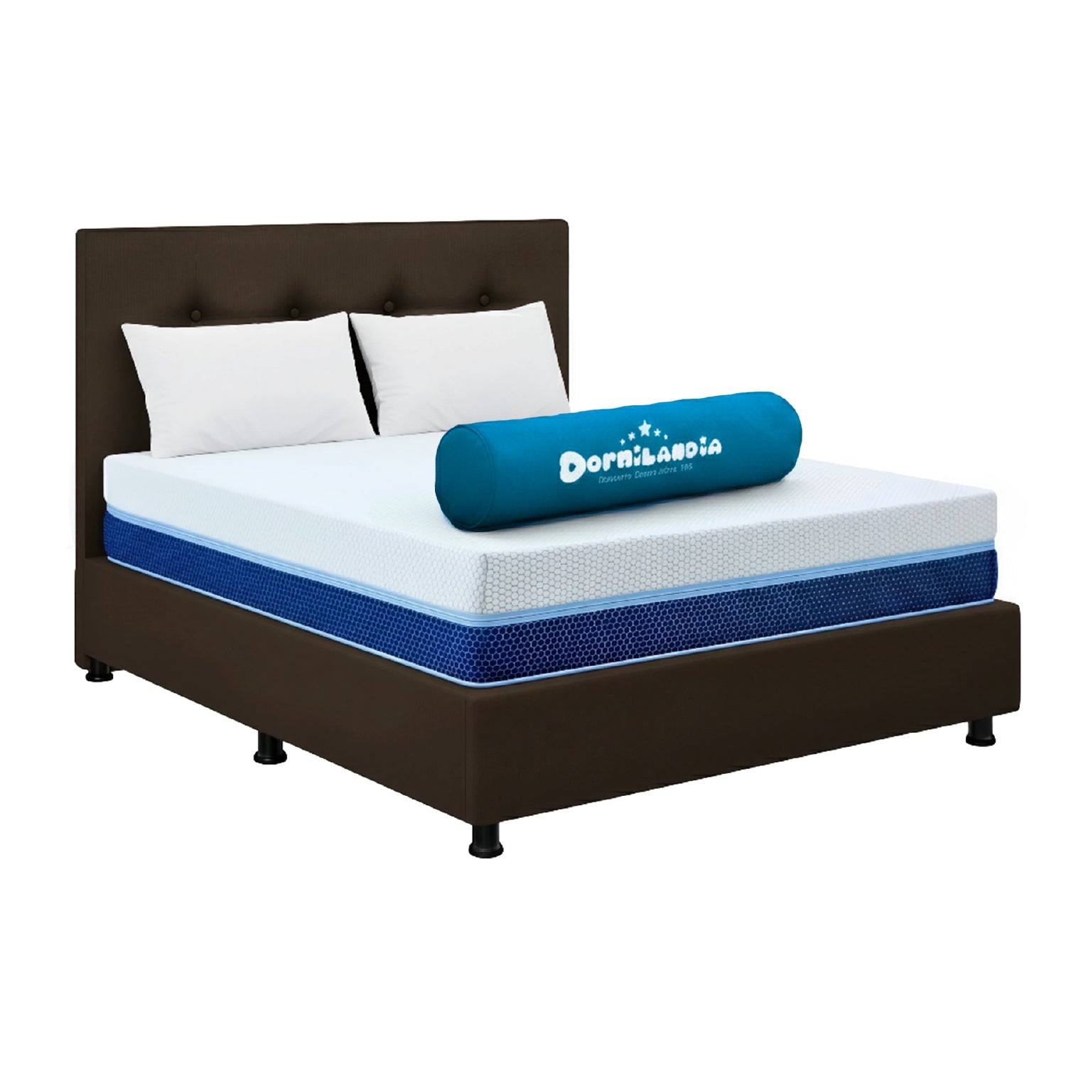 Combo Colchón Multisleep Blanco y Cafe Doble 140 X 190 Cm Firmeza Medio Doble Faz Con Cabecero y Base Cama - COLCHONES | Bylmo