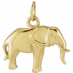 14K Yellow Gold Elephant 13.02 X 10.83 Mm Polished Elephant Pendant