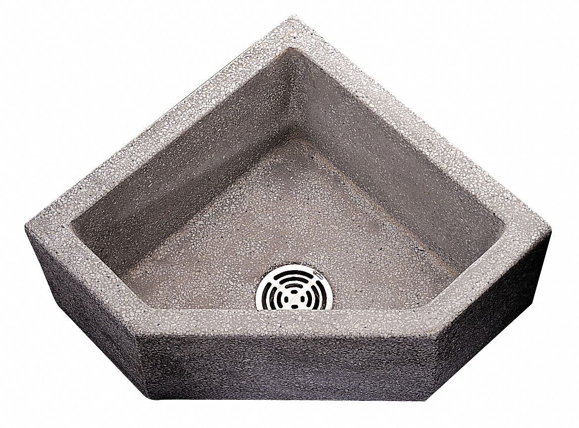 Fiat Products 36 in x 36 in x 12 in Black/White Corner Mop Sink, 10 in Bowl Depth, Terrazzo - TSBC6002501