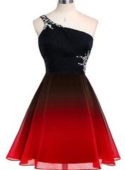 Beautiful One Shoulder Gradient Beaded Short Party Dress, Homecoming Dresses , Formal Dress