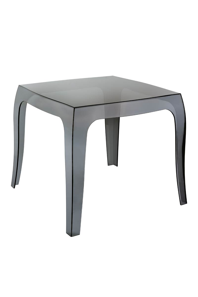 Pequena mesa auxiliar para interiores y exteriores plástico polipropileno negro transparente altura 43 cm M10_000651