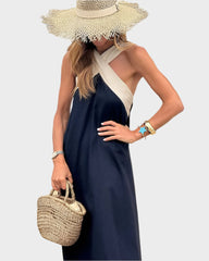 Robe Chic à Dos Nu avec Col Croisé Contemporain