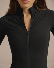 Ultimate Long Sleeve Zip Up Top - Black