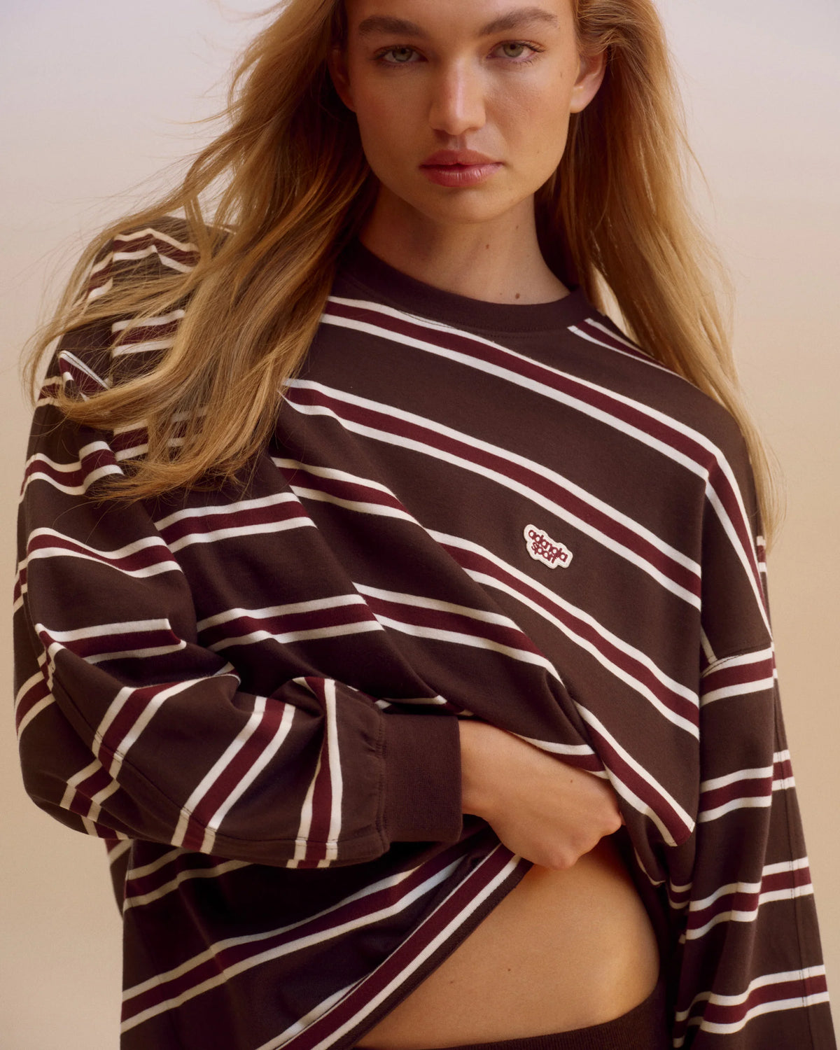 Stripe Long Sleeve T-shirt - Coffee Bean