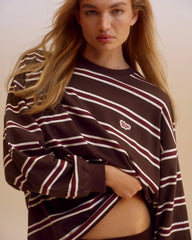Stripe Long Sleeve T-shirt - Coffee Bean