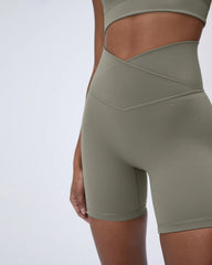 Ultimate Wrap Over Crop Shorts - Olive Green