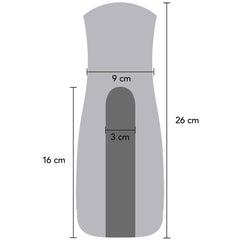 Gray shoe with measurements on a white background