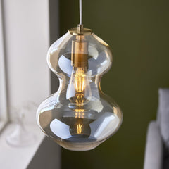 Kelda Satin Brass & Glass Shaped Single Pendant Light