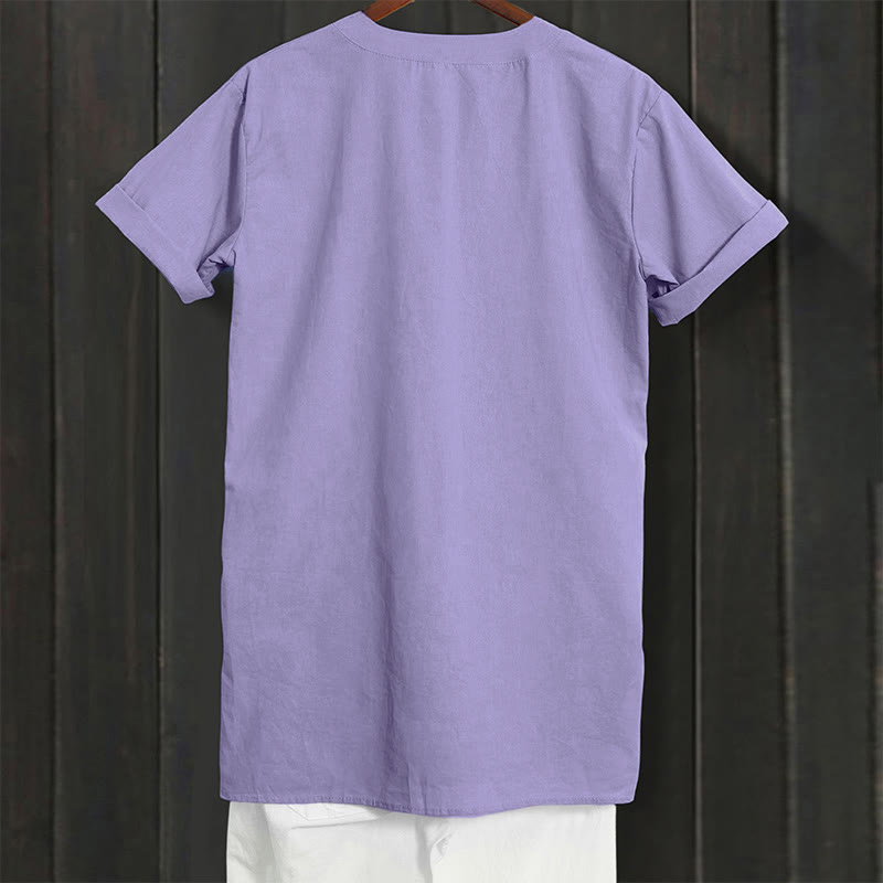 Buddha Stones Camicia da donna a maniche corte con colletto a punta e bottoni casual e semplici - image 2
