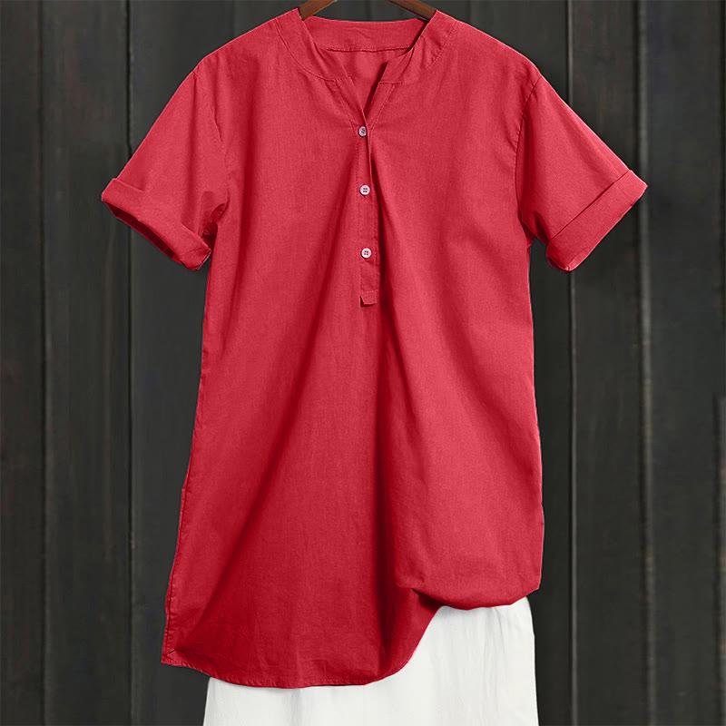 Buddha Stones Camicia da donna a maniche corte con colletto a punta e bottoni casual e semplici - image 32