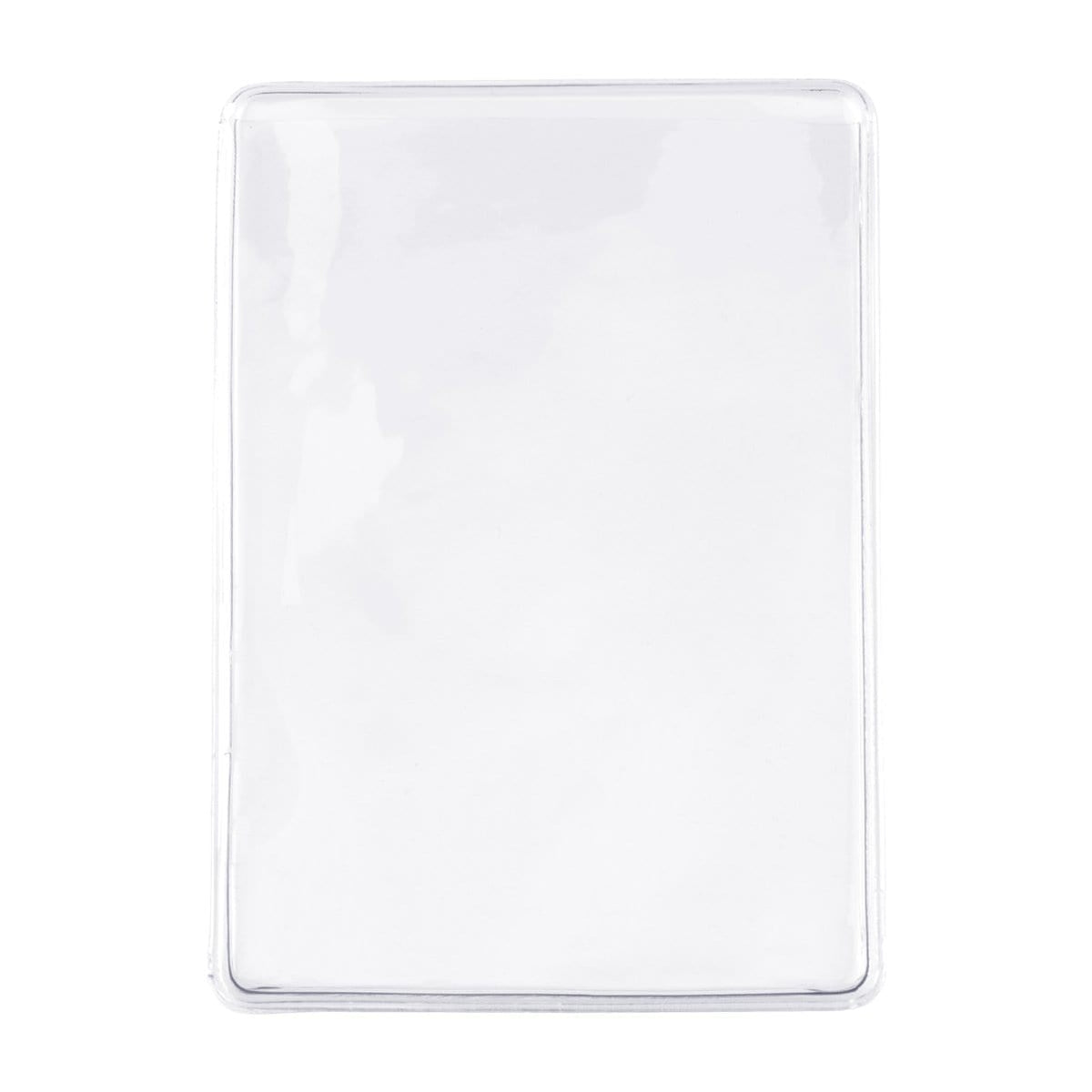 Rectangular white plastic card sleeve with a transparent front cover, functioning perfectly as a Clear Vinyl Business Card Holder - Medicare Card Protective Sleeve (1840-3505).