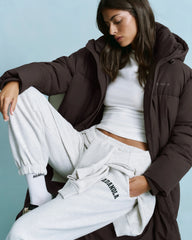 Longline Puffer Jacket - Coffee Bean