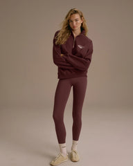Classics Oversized Funnel Neck Zip Sweatshirt - Burgundy/Marshmallow White