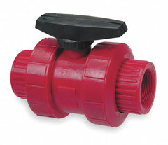 Chemtrol Ball Valve, Kynar(R), Inline, 2-Piece, Pipe Size 1 in, Connection Type Socket x Socket - S65TB-V 1