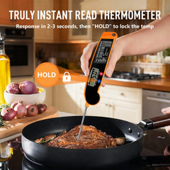 Skdwakiz Meat Thermometer Digital, Instant Read Food Thermometer for BBQ Grilling Cooking, Foldable, 4.3-inch Probe