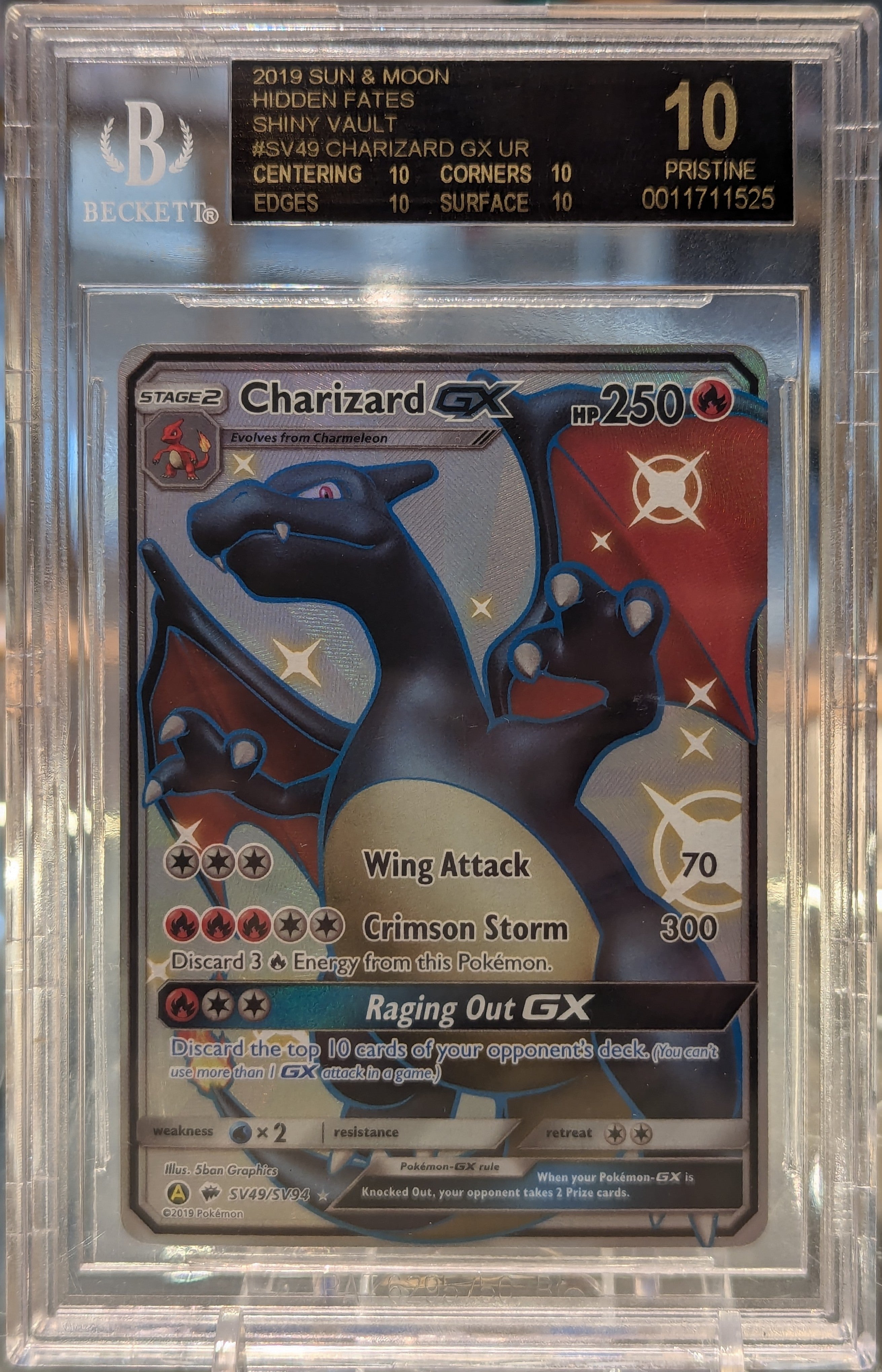 [SOLD] Pokemon TCG Graded Card: 2019 Charizard GX English BLACK LABEL Beckett 10