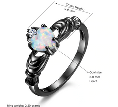 Blacked N Colorful Opal Heart