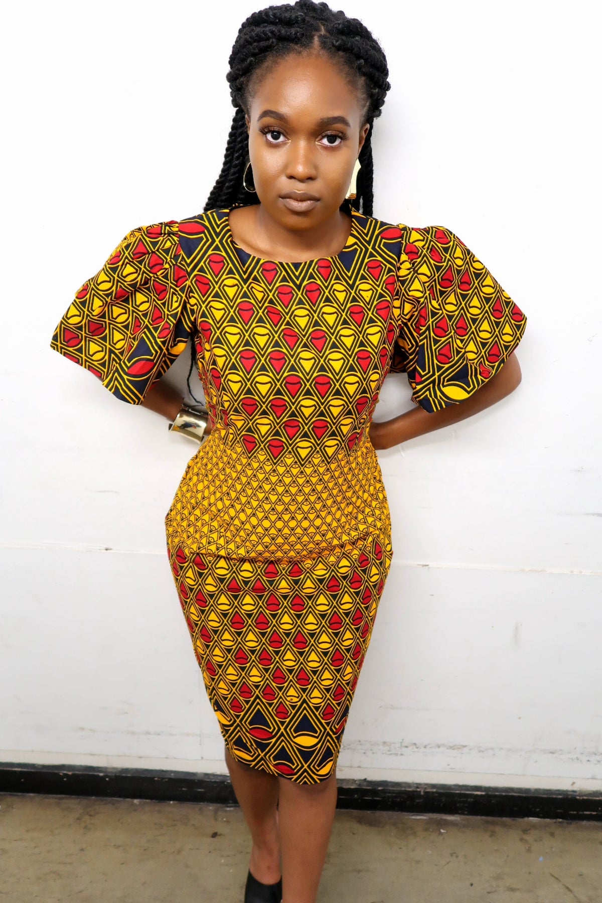 Flare Sleeve Ankara Mini-Dress