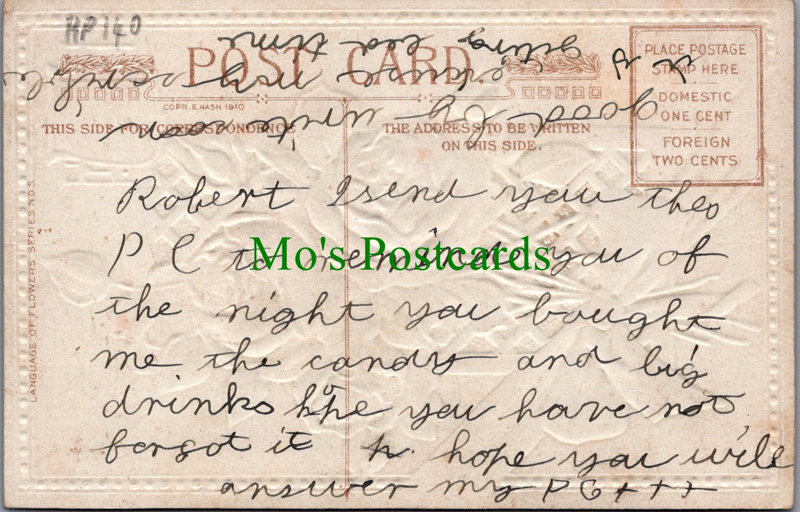 Embossed Greetings Postcard - Rose: Emblem of Fond Love  HP140