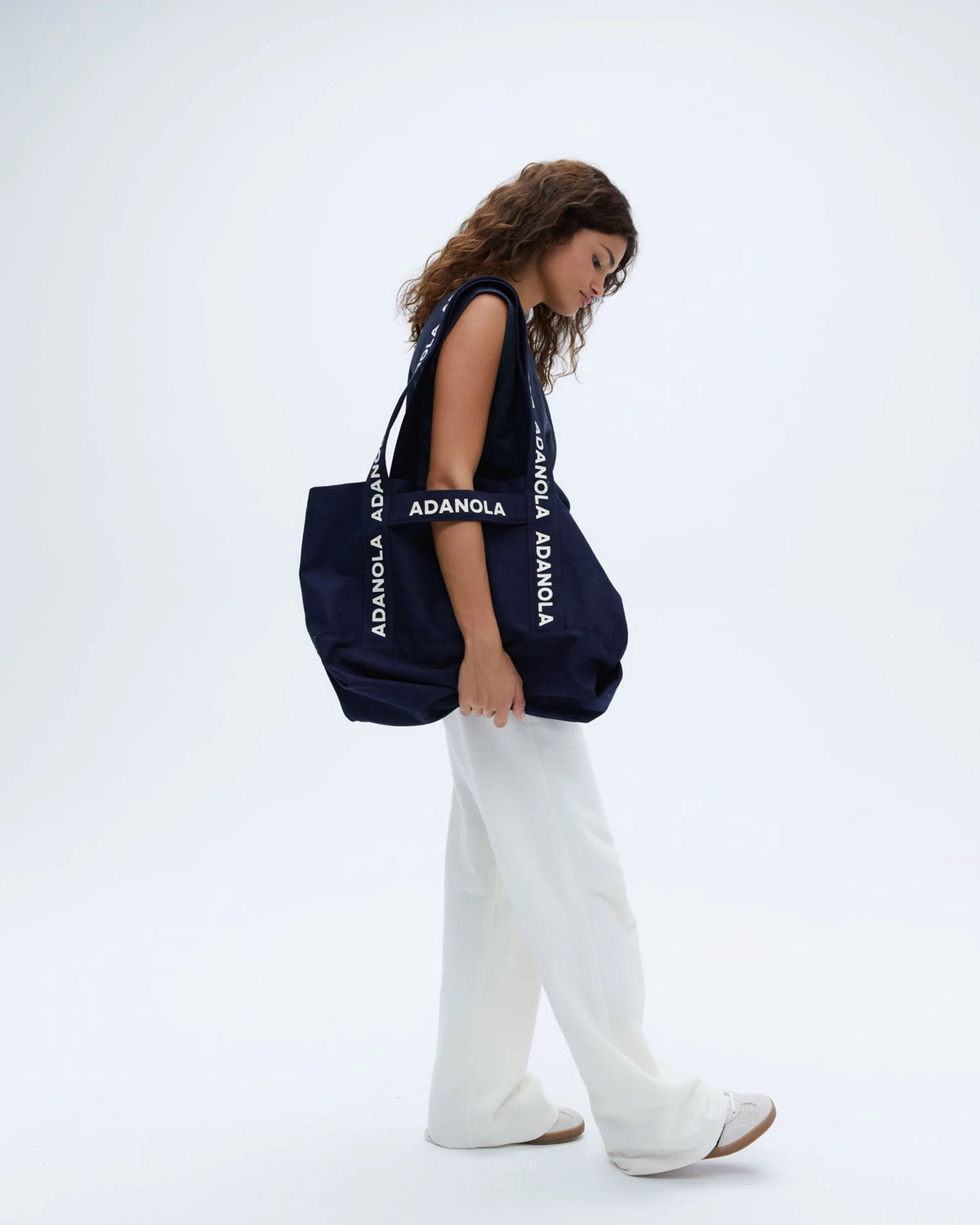 Branded Strap Tote Bag - Navy Blue