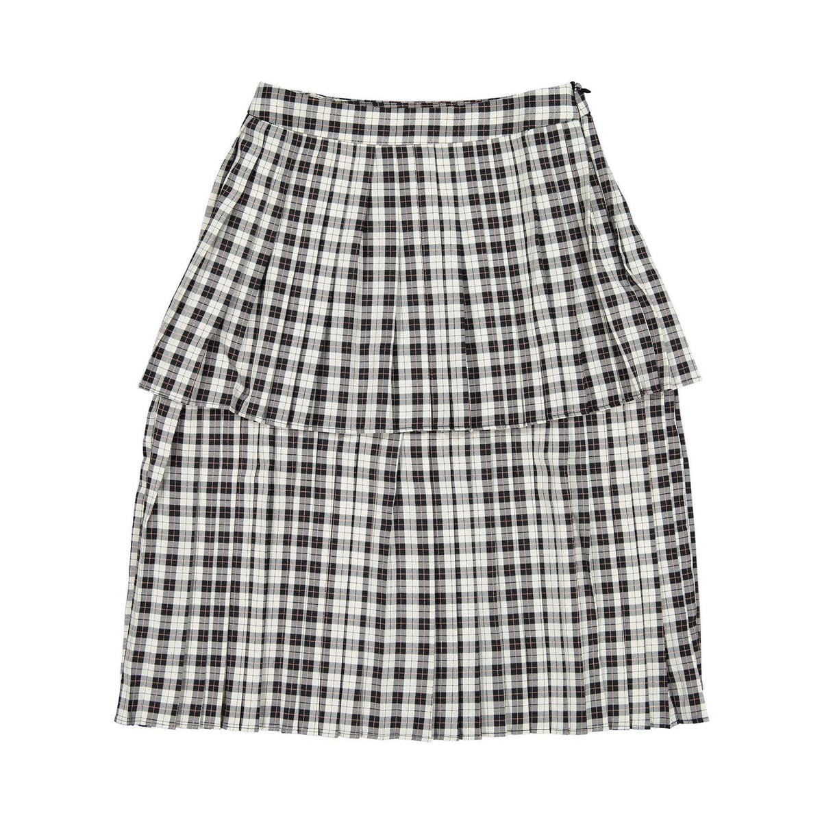 Ava and Lu Black/White Double Layered Plaid Skirt