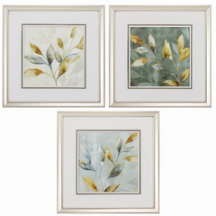 20" X 20" Champagne Gold Color Frame  Majestic Leaves (Set of 3)